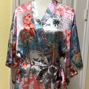 Floral Satin Kimono Robe Lg 12-14